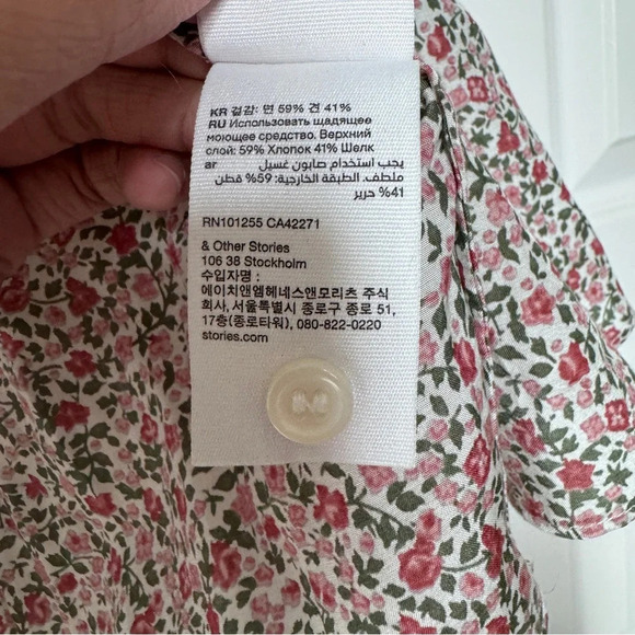& Other Stories Paris Atelier Floral Print Silk Blend Blouse Size 8 - Picture 15 of 15